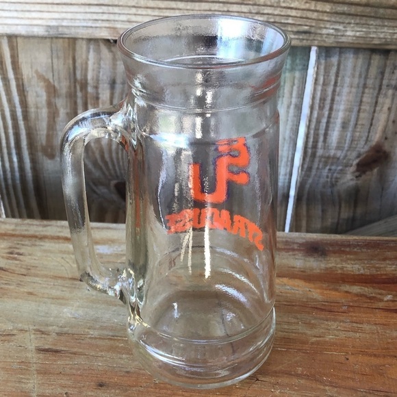 Vintage SU Syracuse University 20oz Clear Glass Beer Stein Mug - Picture 3 of 6